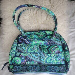 Vera Bradley Blue Rhapsody Retired 7 Pocket Zip Around Shoulder Purse Tote